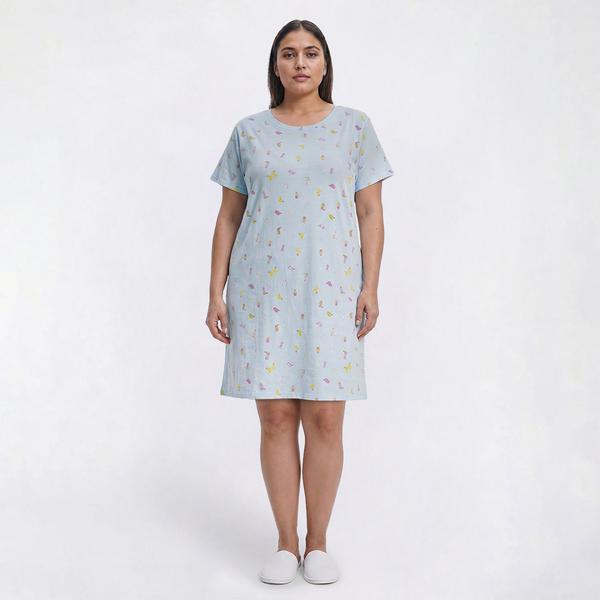 Plus Size Jaclyn Short Sleeve Ditsy Scoop Neck Nightshirt